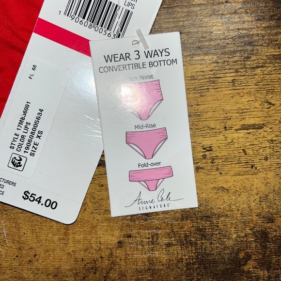 Anne Cole LIPSTICK RED Convertible Shirred Bikini Swim Bottom Size XS NWT - Picture 5 of 7